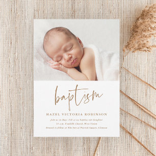 Modern Script Religious Baptism & Christening Invitation