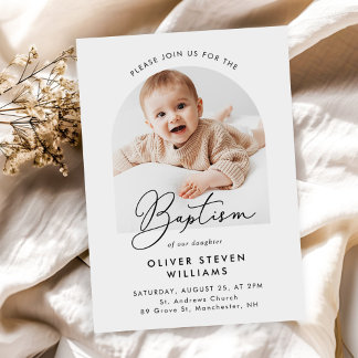 Modern Script Religious Baptism & Christening Invitation