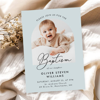 Modern Script Religious Baptism & Christening Invitation