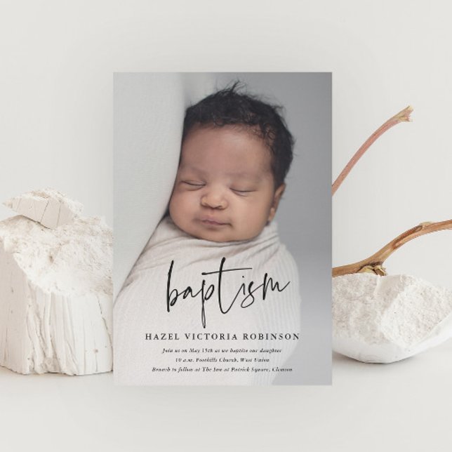 Modern Script Religious Baptism  Invitation (Creator Uploaded)