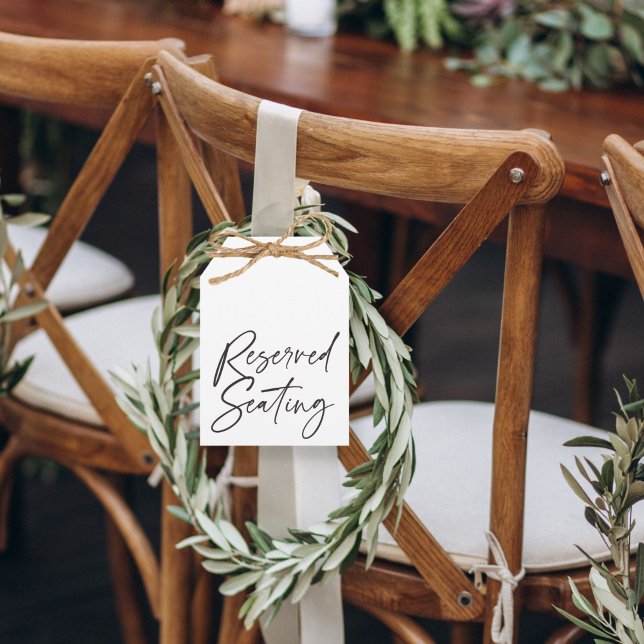 Modern Script Reserved Seating Wedding Large Tag (Creator Uploaded)