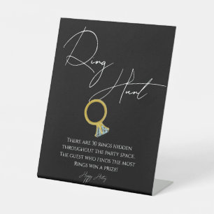 Modern script ring hunt bridal shower game sign 