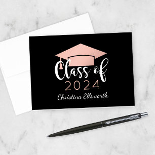 Modern Script Rose Gold 2021 Custom Graduation Thank You Card