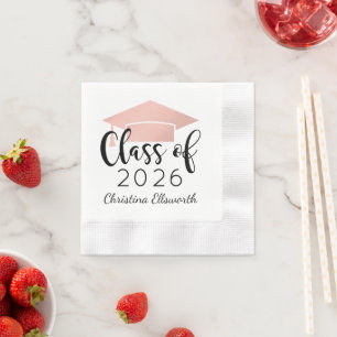 Modern Script Rose Gold 2025 Custom Graduation Napkin