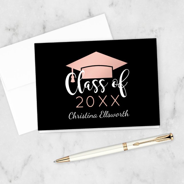 Modern Script Rose Gold 2026 Custom Graduation Thank You Card (Creator Uploaded)