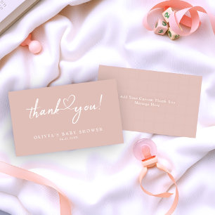 Modern Script Rose Gold Baby Shower Thank You Card