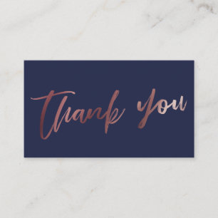 Modern Script Rose Gold on Navy Thank You Insert