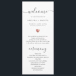 Modern Script Rose Gold Welcome Wedding Program Programme<br><div class="desc">This chic wedding program shines with simplicity. Modern typography and gorgeous calligraphy accented by a pretty heart in (printed) rose gold,  this order of service with a summary of key people on the back is both minimalist and elegant.</div>