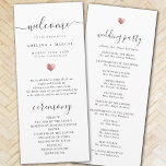 Modern Script Rose Gold Welcome Wedding Program Programme<br><div class="desc">This chic wedding program shines with simplicity. Modern typography and gorgeous calligraphy accented by a pretty heart in (printed) rose gold,  this order of service with a summary of key people on the back is both minimalist and elegant.</div>