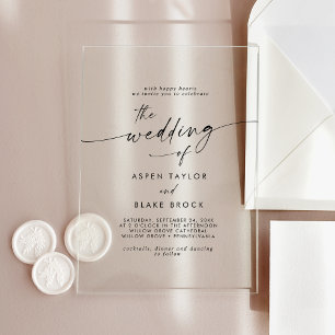 Modern Script Rustic Boho Elegant Minimal Wedding Acrylic Invitations
