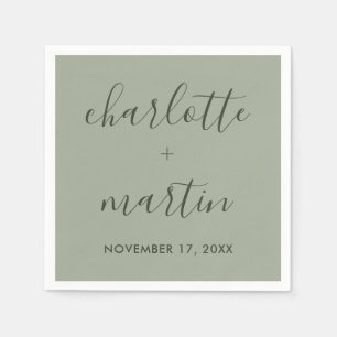 Modern Script Sage Green Engagement Wedding Shower Napkin
