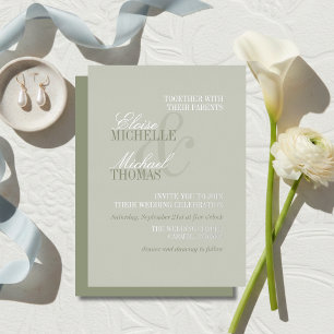 Modern Script Sage Green Formal Wedding