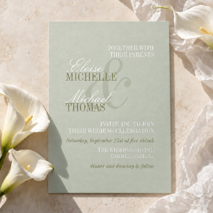 Modern Script Sage Green Formal Wedding