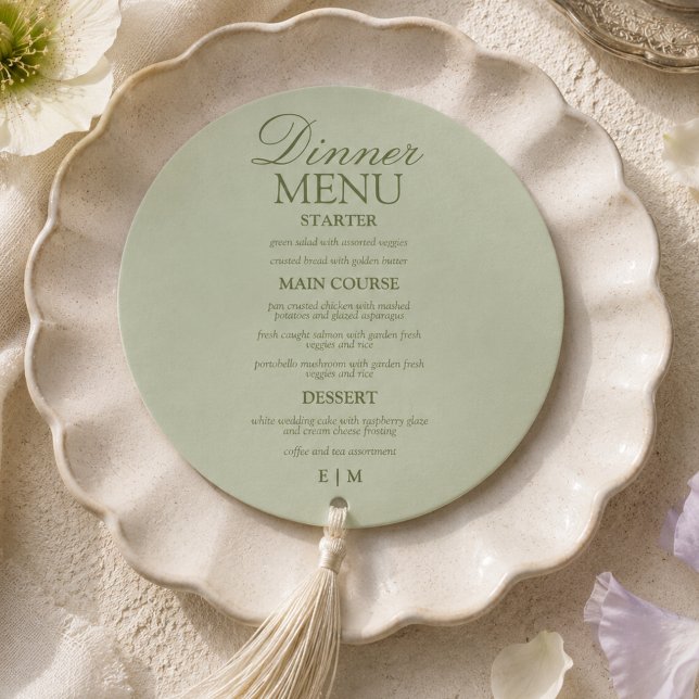 Modern Script Sage Green Formal Wedding Menu (Modern Script Sage Green Formal Wedding Menu)