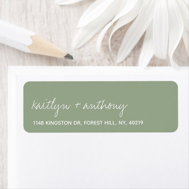 Modern Script Sage Green Minimalistic Wedding (Insitu)