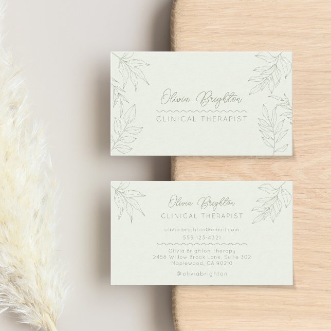 Modern Script Sage Green Therapist Business Card (Creator Uploaded)