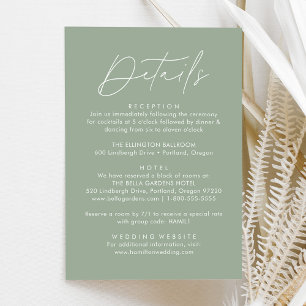 Modern Script Sage Green Wedding Details Enclosure Card