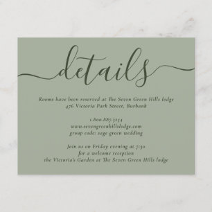 Modern Script Sage Green Wedding Enclosure Card