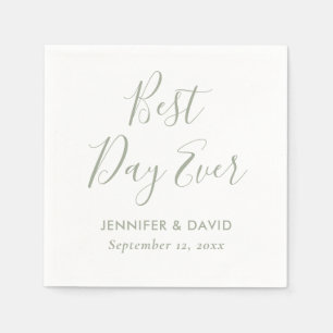 Modern Script Sage Green Wedding Napkin