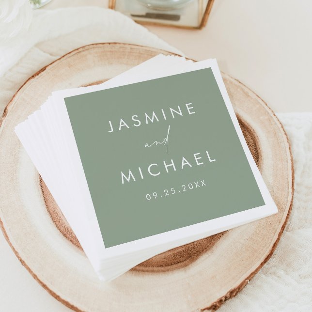 Modern Script Sage Green Wedding Napkin (Creator Uploaded)