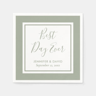 Modern Script Sage Green Wedding Napkin