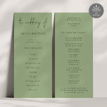 Modern Script Sage Green Wedding Program Invitation<br><div class="desc">Modern Script Sage Green Wedding Available digitally and printed. A modern typographical design for your wedding programs. The main header is in a stylish set script and the rest of the text you can easily personalise. You can change the text and background colours if you wish to match your wedding...</div>