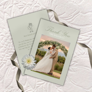 Modern Script Sage Green Wedding Thank You Card
