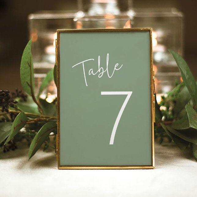 Modern Script Sage Oh Baby Simple Baby Shower Table Number (Creator Uploaded)