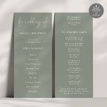 Modern Script Sage Wedding Program Invitation<br><div class="desc">Modern Script Sage Wedding Program. Available digitally and printed. A modern typographical design for your wedding programs. The main header is in a stylish set script and the rest of the text you can easily personalise. You can change the text and background colours if you wish to match your wedding...</div>