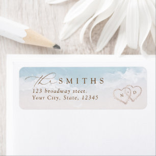 Modern Script Sand Hearts Beach Return Address