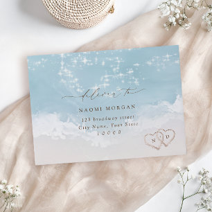 Modern Script Sand Hearts Beach RSVP Envelope