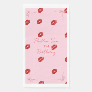 Modern Script Sassy Pink Bow Birthday Welcome Napkin