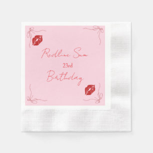 Modern Script Sassy  Pink  Bow Birthday Welcome Napkin