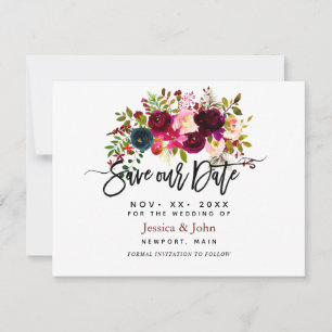 Modern Script Save our Date, Watercolor Flowers Save The Date