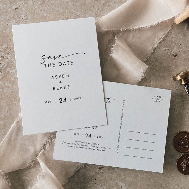 Modern Script Save the Date Announcement Postcard (Creator Uploaded)