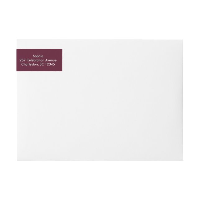 Modern Script Save The Date Burgundy Wrap Around Label (Front)