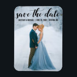 Modern Script Save The Date Engagement Photo B Magnet<br><div class="desc">Modern Script Save The Date Engagement Couple Photo Magnet</div>