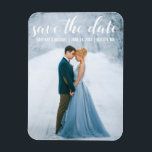 Modern Script Save The Date Engagement Photo W Magnet<br><div class="desc">Modern Script Save The Date Engagement Couple Photo Magnet</div>