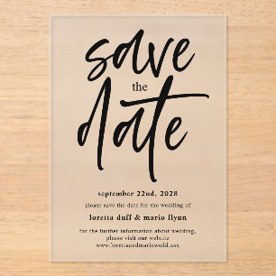 Modern Script Save the date Frosted Acrylic Invitations