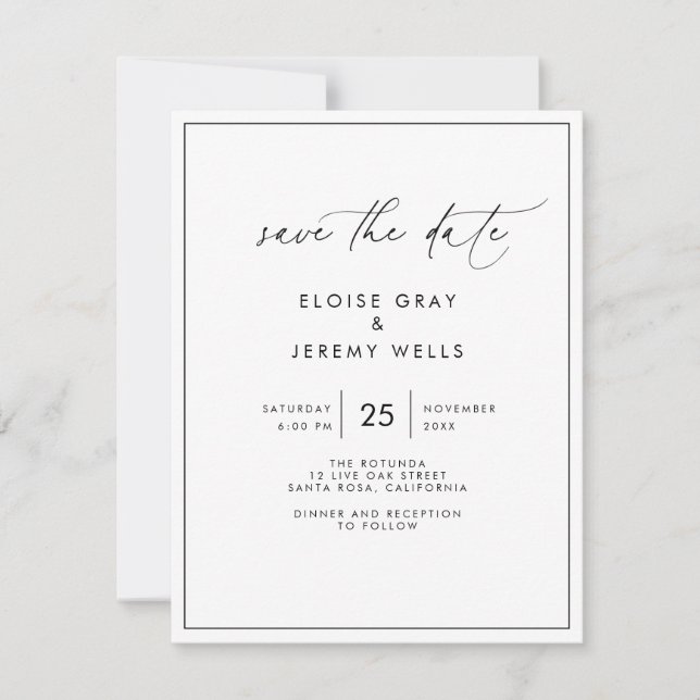 Modern Script Save the Date Invitation (Front)