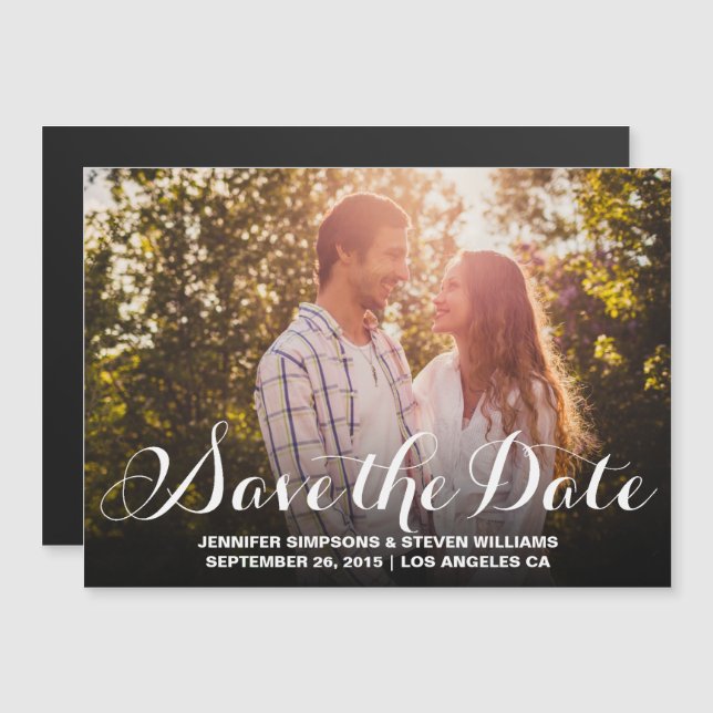 Modern Script Save the Date Magnet Invitations (Front/Back)