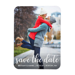 Modern Script   Save The Date Photo Magnet