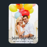 Modern Script Save The Date Photo Magnet<br><div class="desc">Modern Script Save The Date Engagement Announcement Couple Photo Magnet</div>