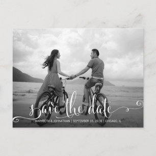 Modern Script Save The Date Photo Postcard