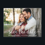 Modern Script | Save the Date Photo Postcard<br><div class="desc">Modern Script Save the Date Couple Photo Engagement Announcement Postcard</div>