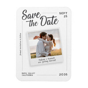 Modern Script Save the Date Retro Photo Wedding Magnet