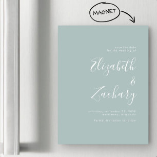 Modern Script Sea Glass Green Save the Date