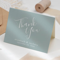 Modern Script Sea Glass Green Wedding Thank You