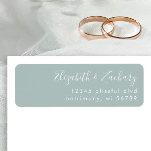Modern Script Sea Glass Wedding Return Address