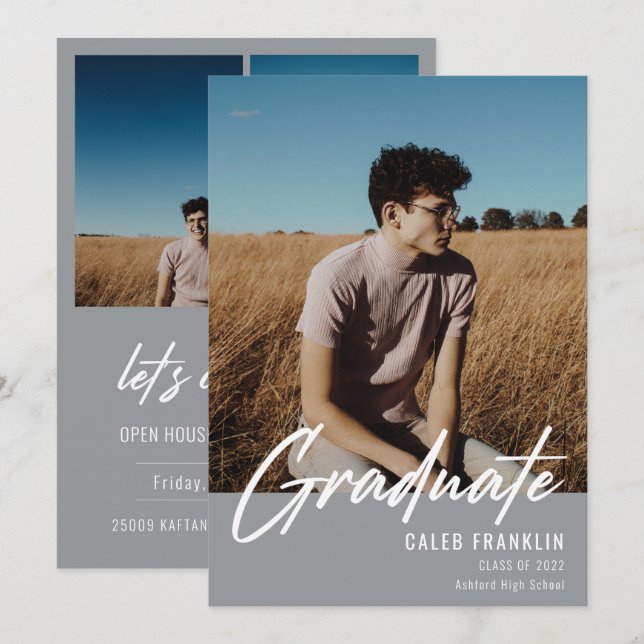 Modern Script Senior Class Photo Graduation (Front/Back)